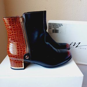 Midnigjt Velvet Brown/black short ankle zip up boots